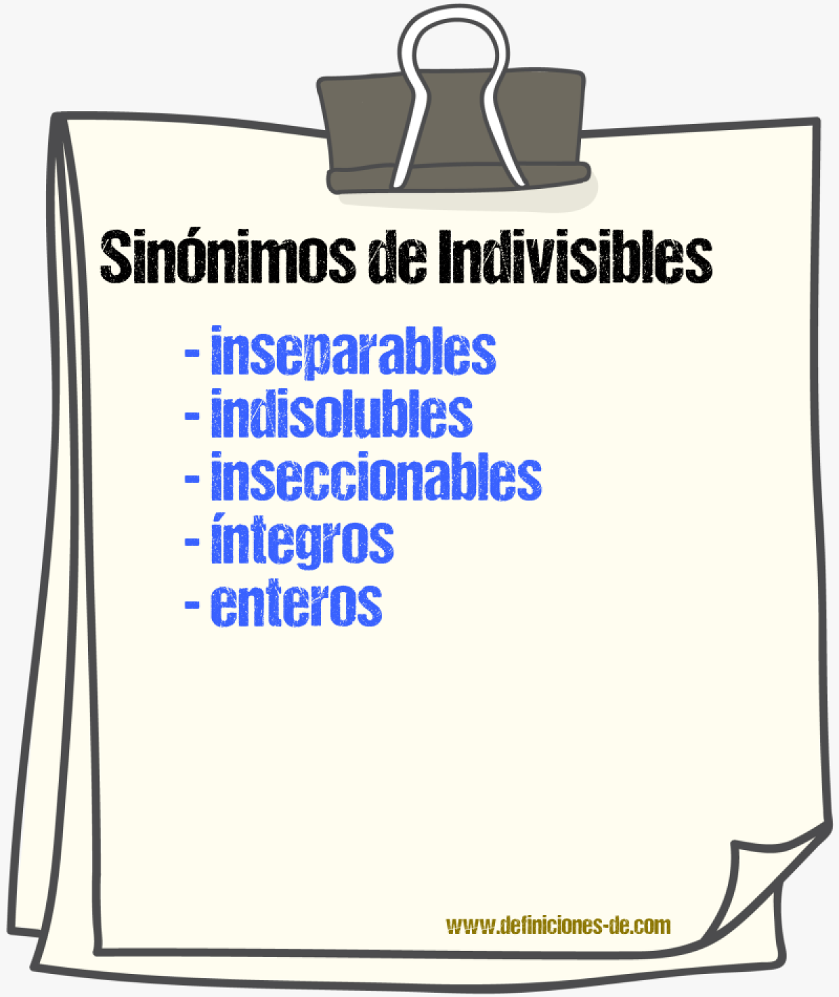Sinónimos de indivisibles