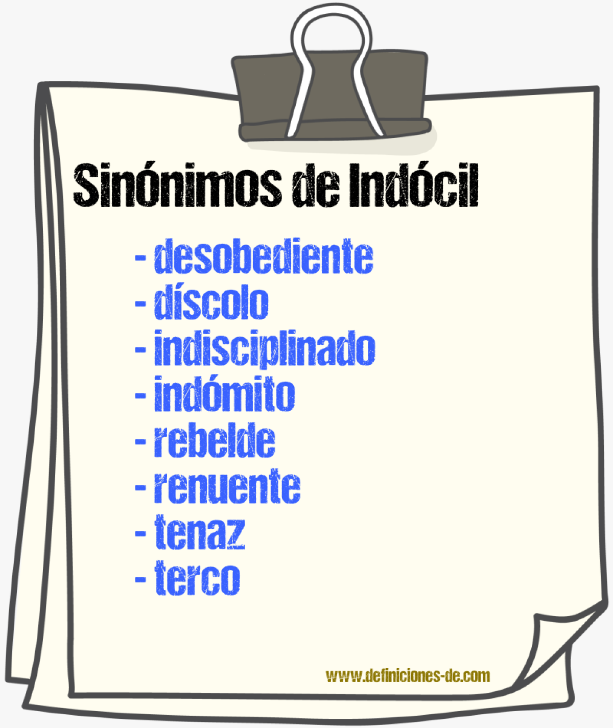 Sinnimos de indcil