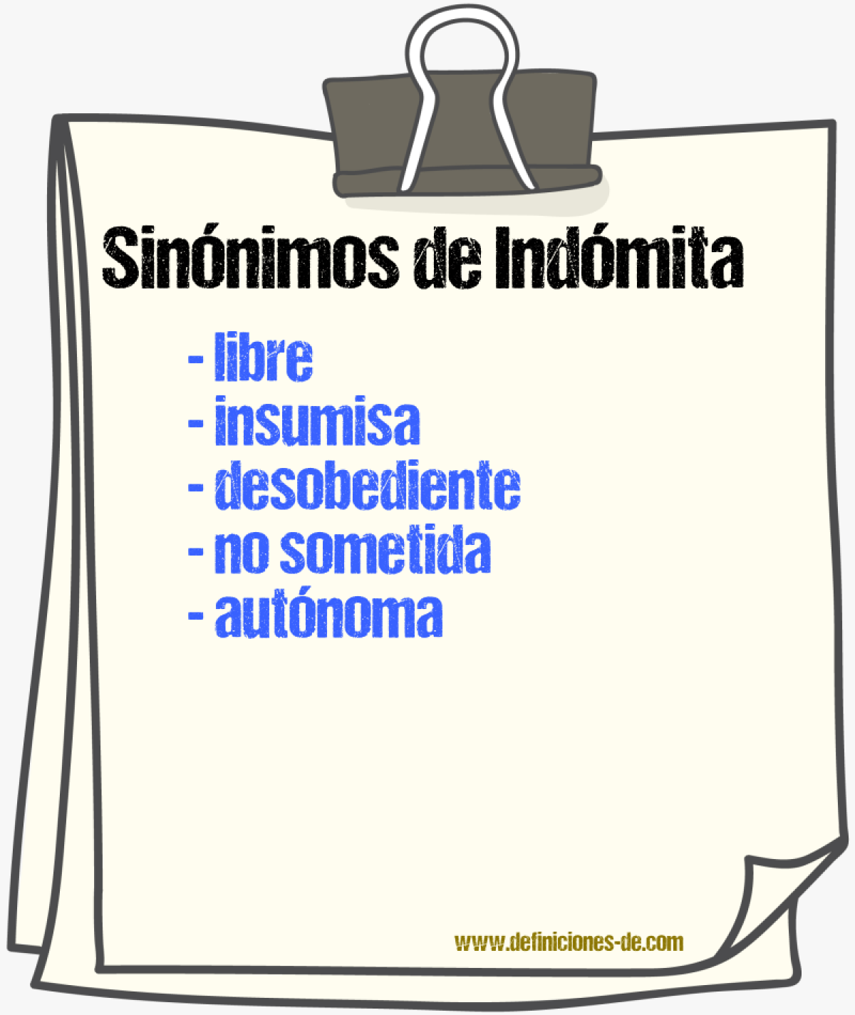 Sinónimos de indómita