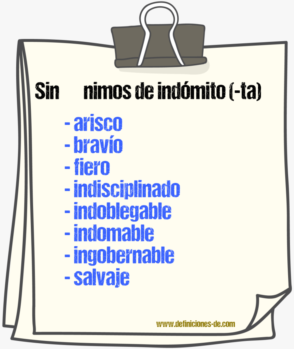 Sinnimos de indmito