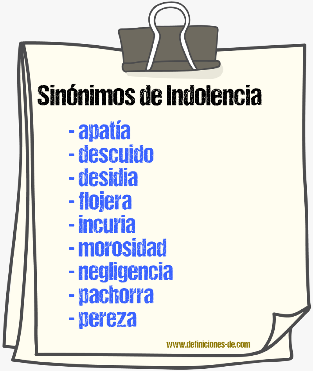 Sinnimos de indolencia