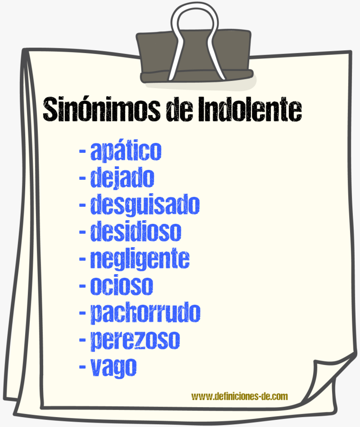 Sinnimos de indolente