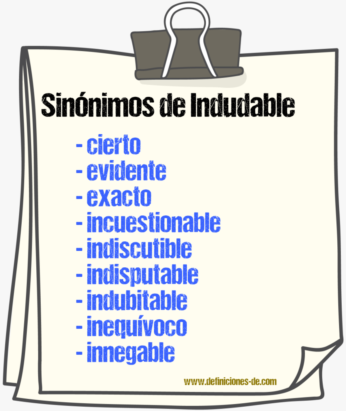 Sinnimos de indudable