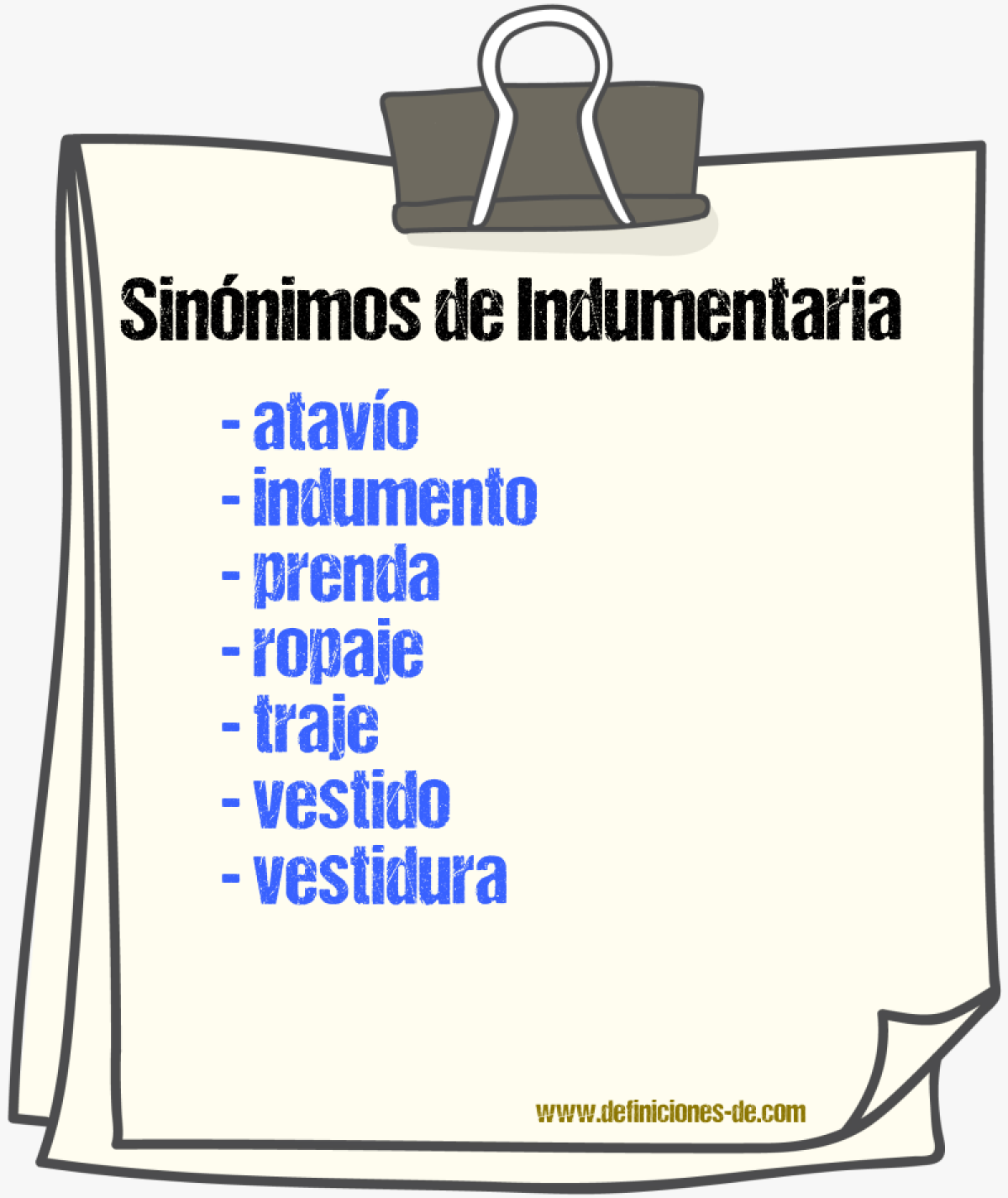 Sinnimos de indumentaria