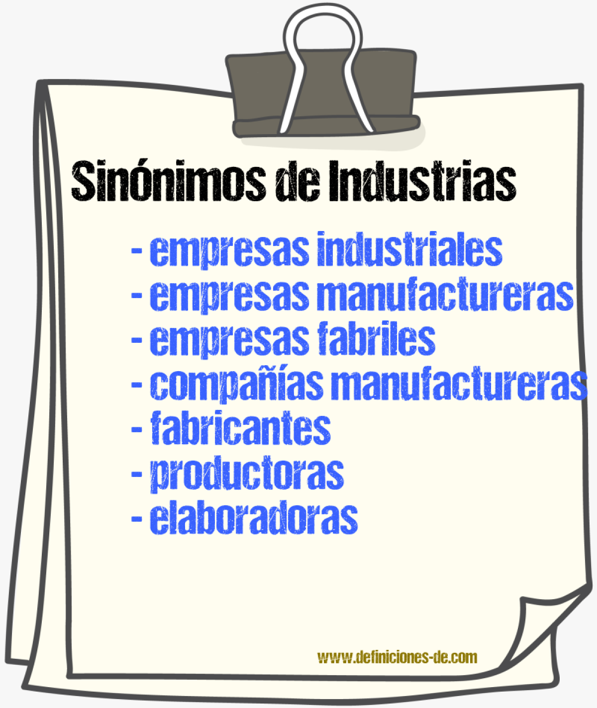 Sinónimos de industrias