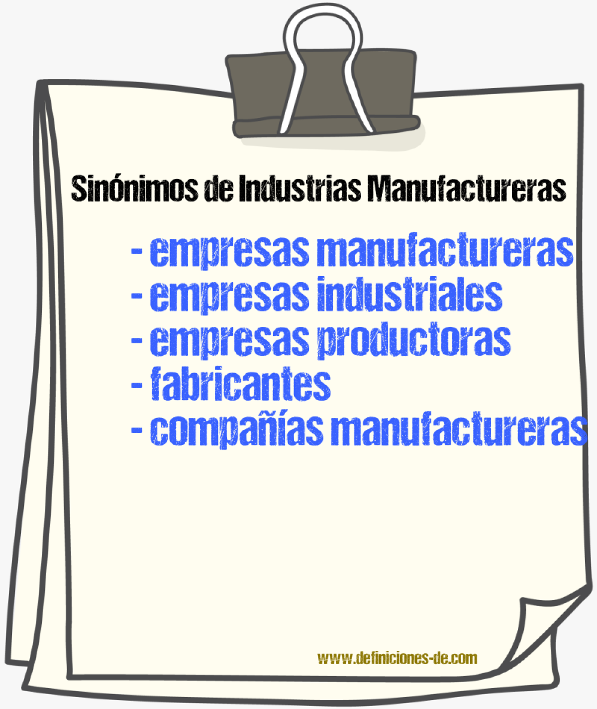 Sinónimos de industrias manufactureras