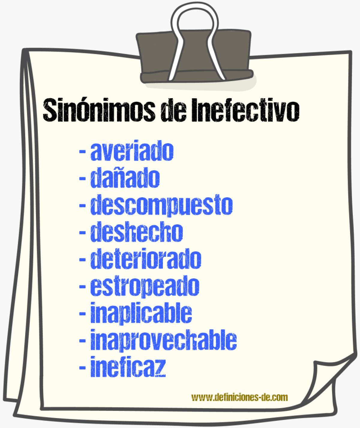 Sinnimos de inefectivo