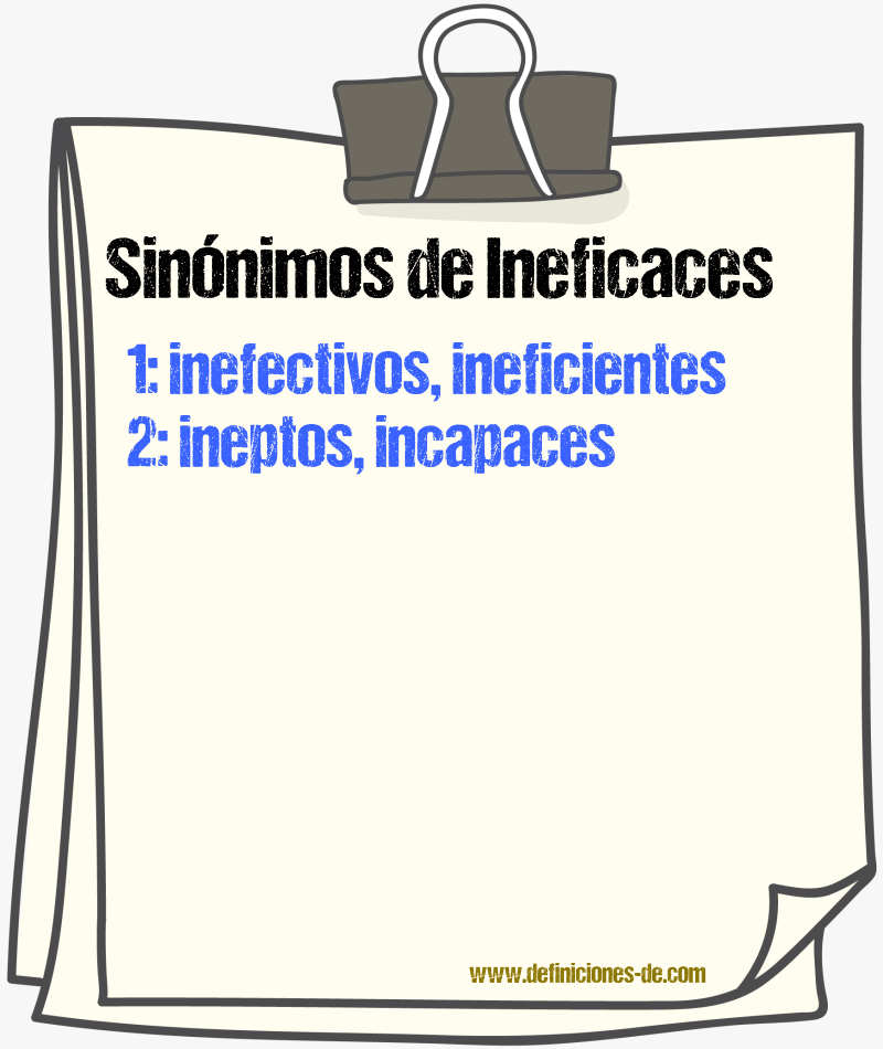 Sinónimos de ineficaces