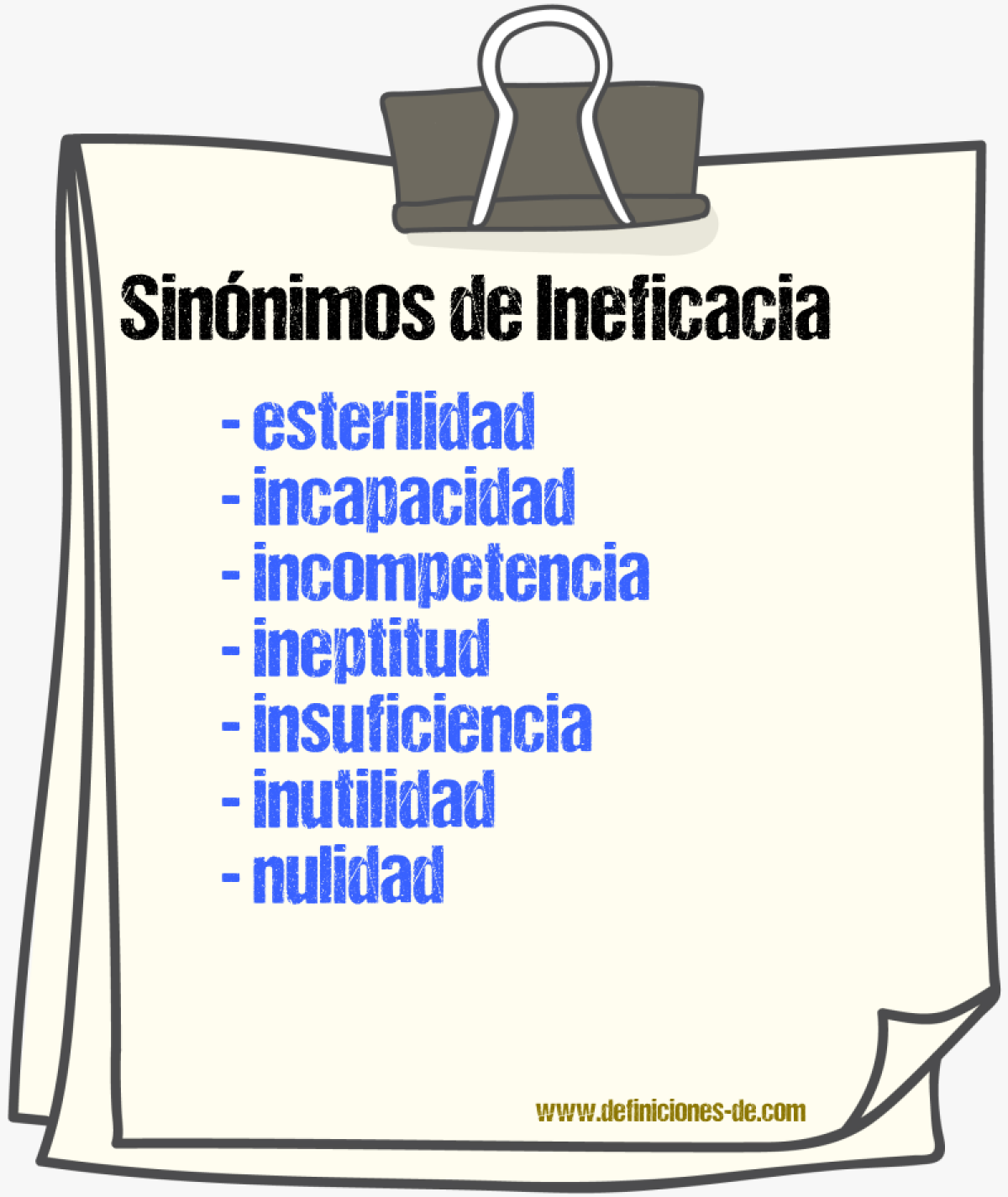 Sinnimos de ineficacia