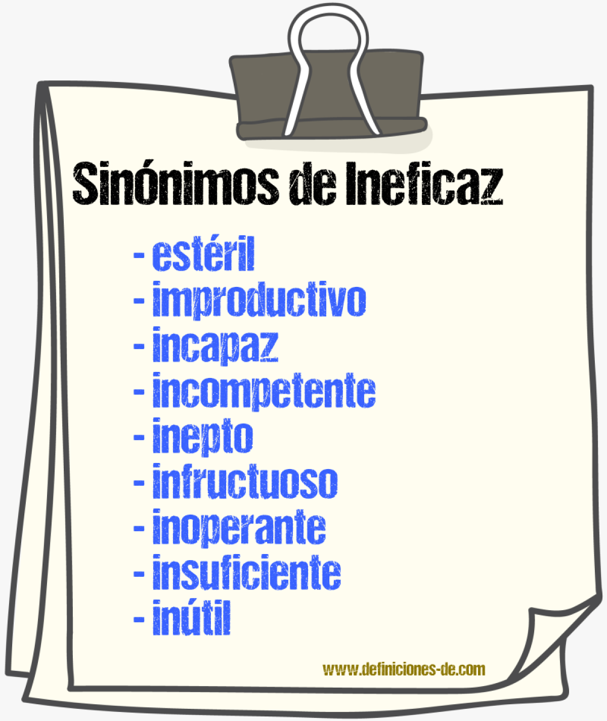 Sinnimos de ineficaz