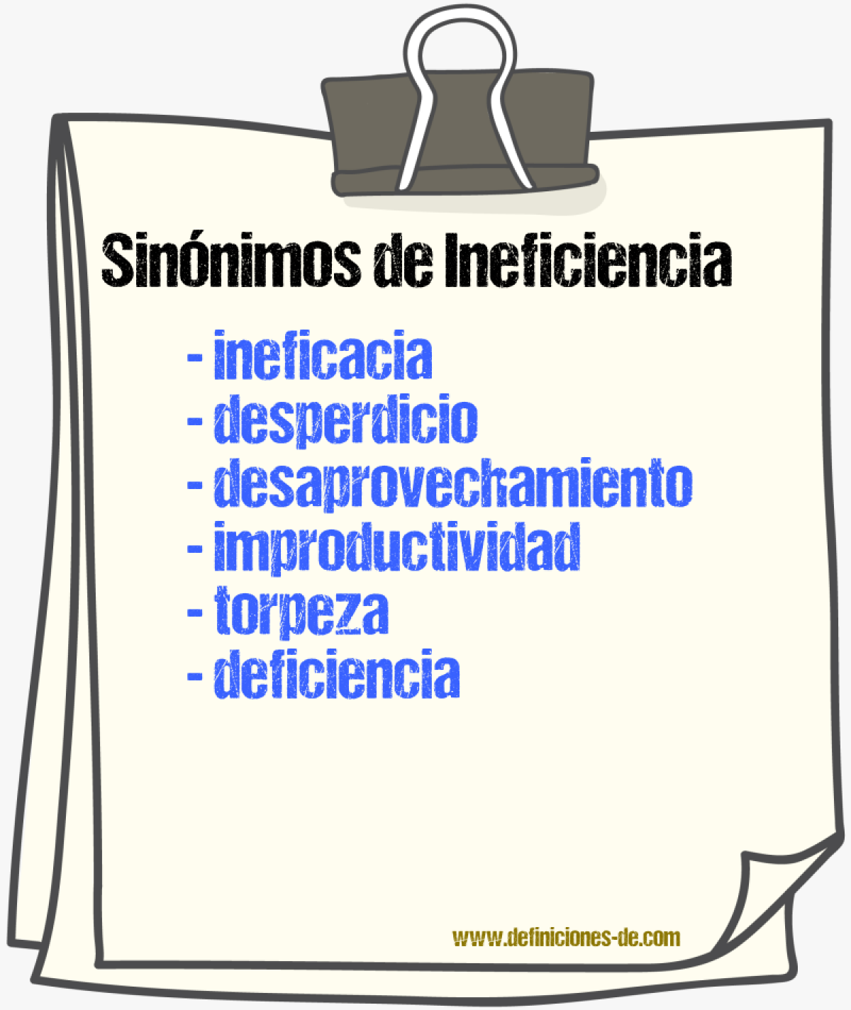 Sinónimos de ineficiencia