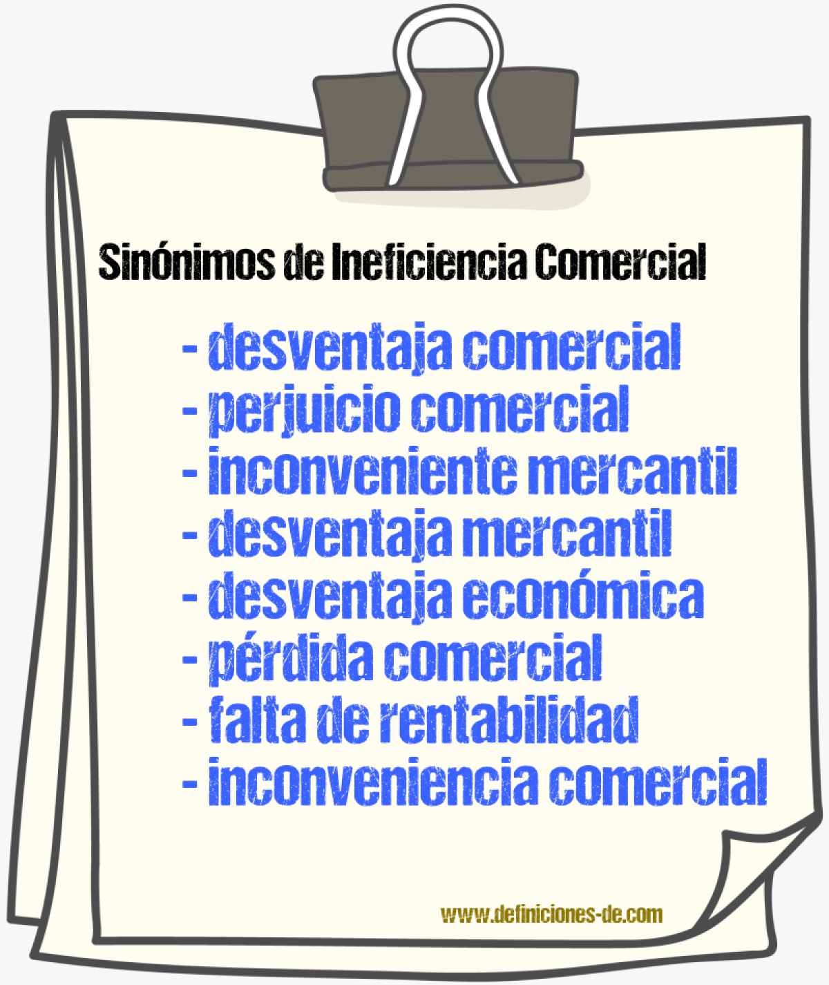 Sinónimos de ineficiencia comercial