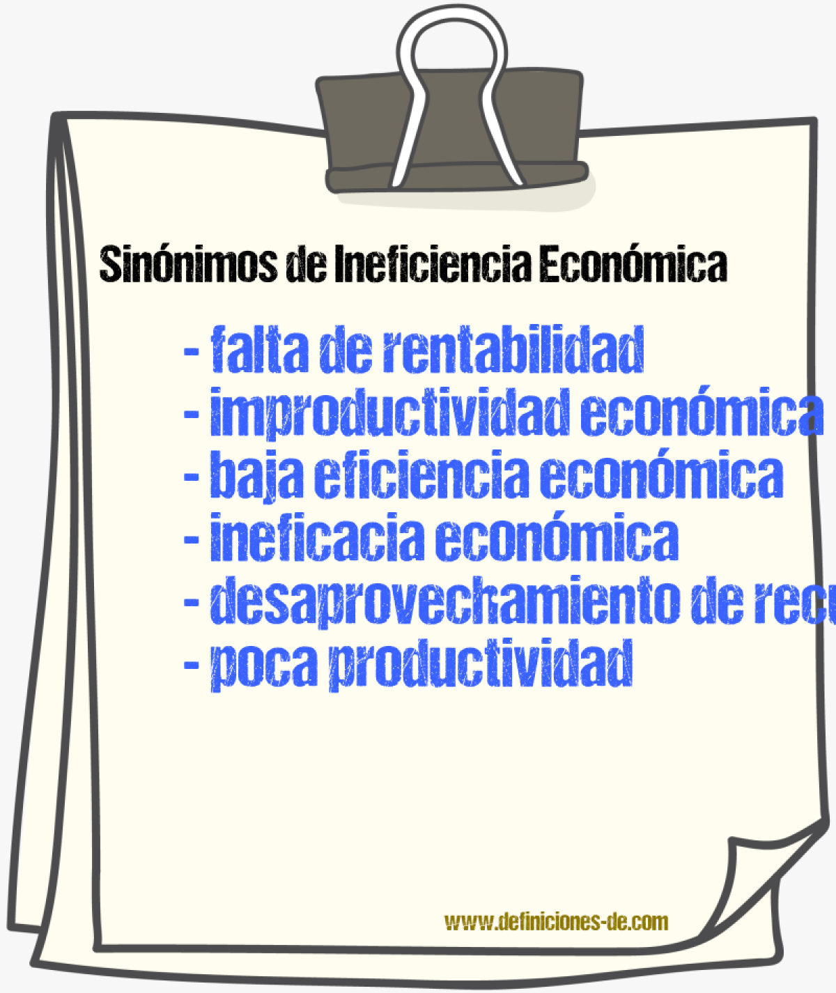 Sinónimos de ineficiencia económica