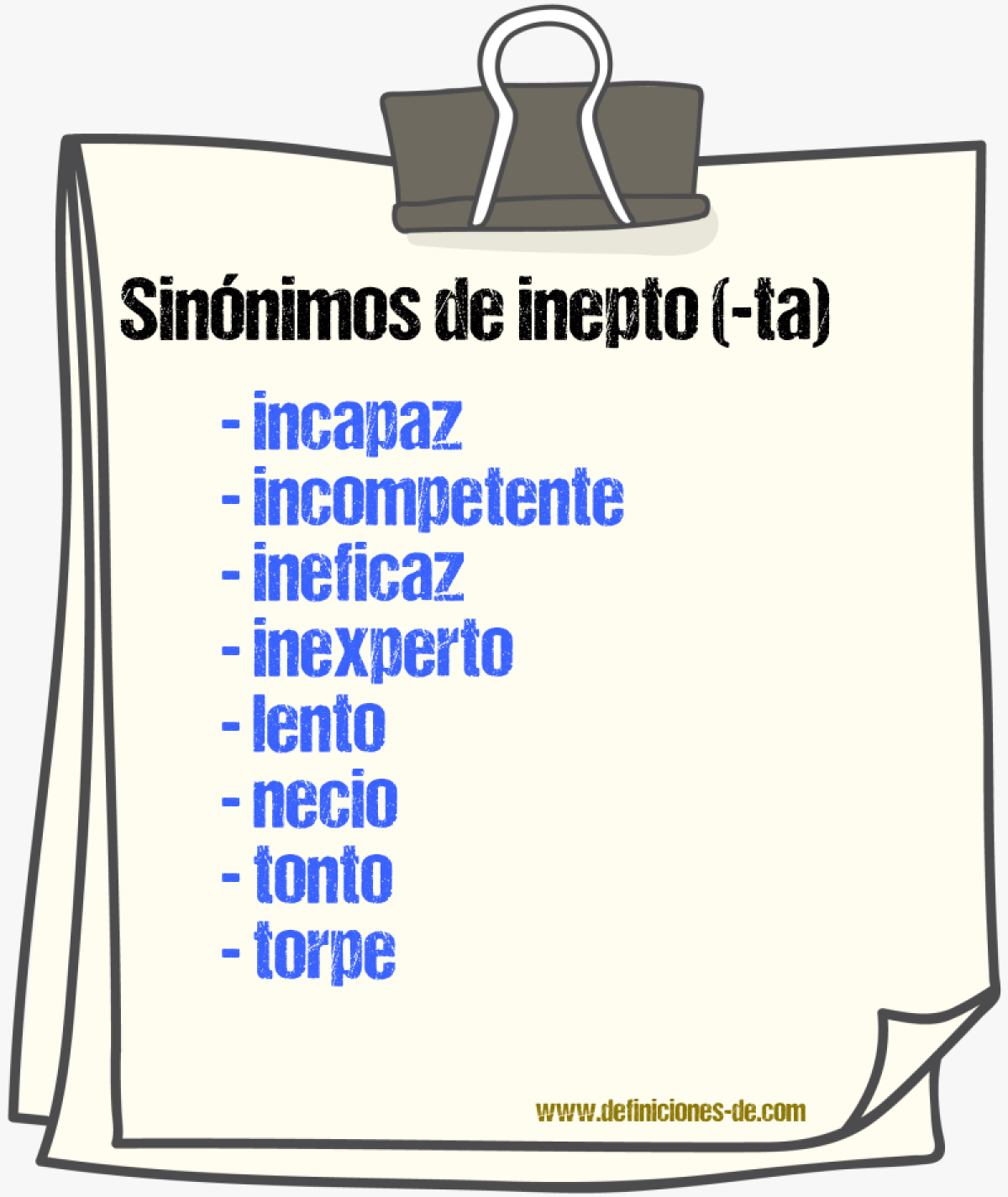 Sinnimos de inepto