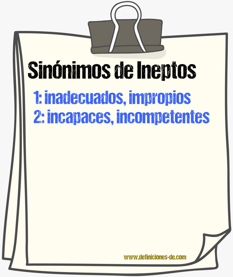Sinónimos de ineptos