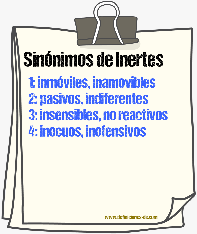 Sinónimos de inertes