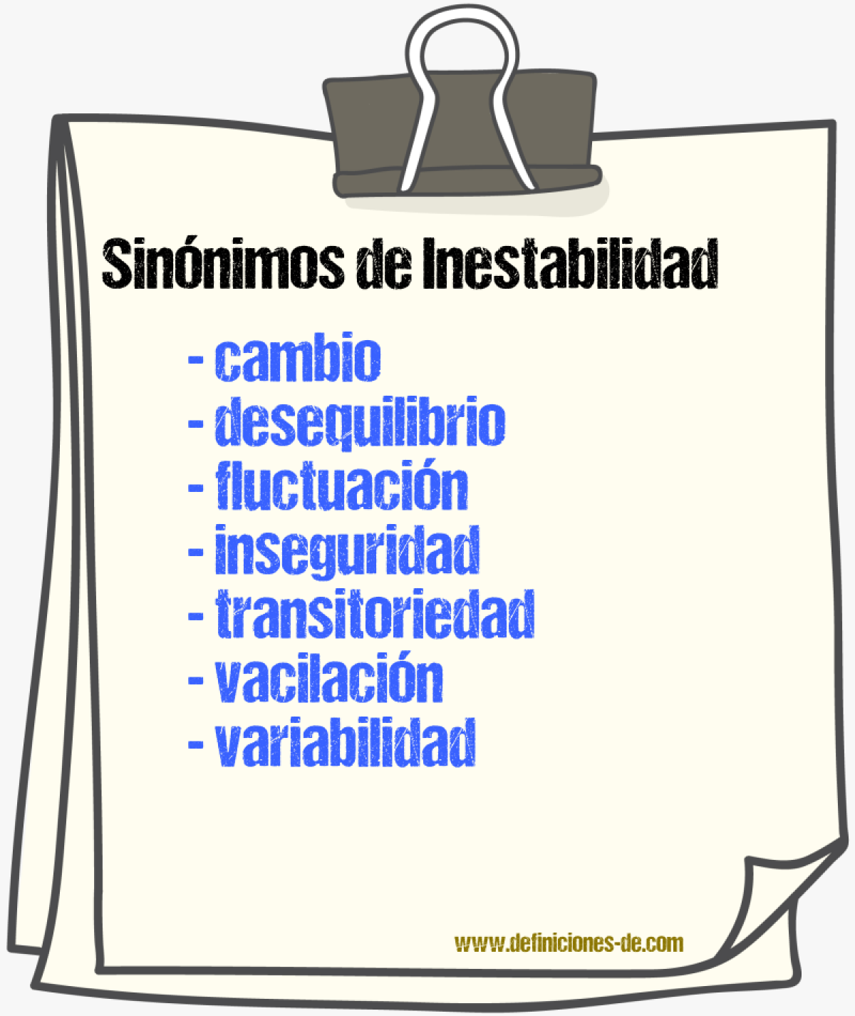 Sinnimos de inestabilidad