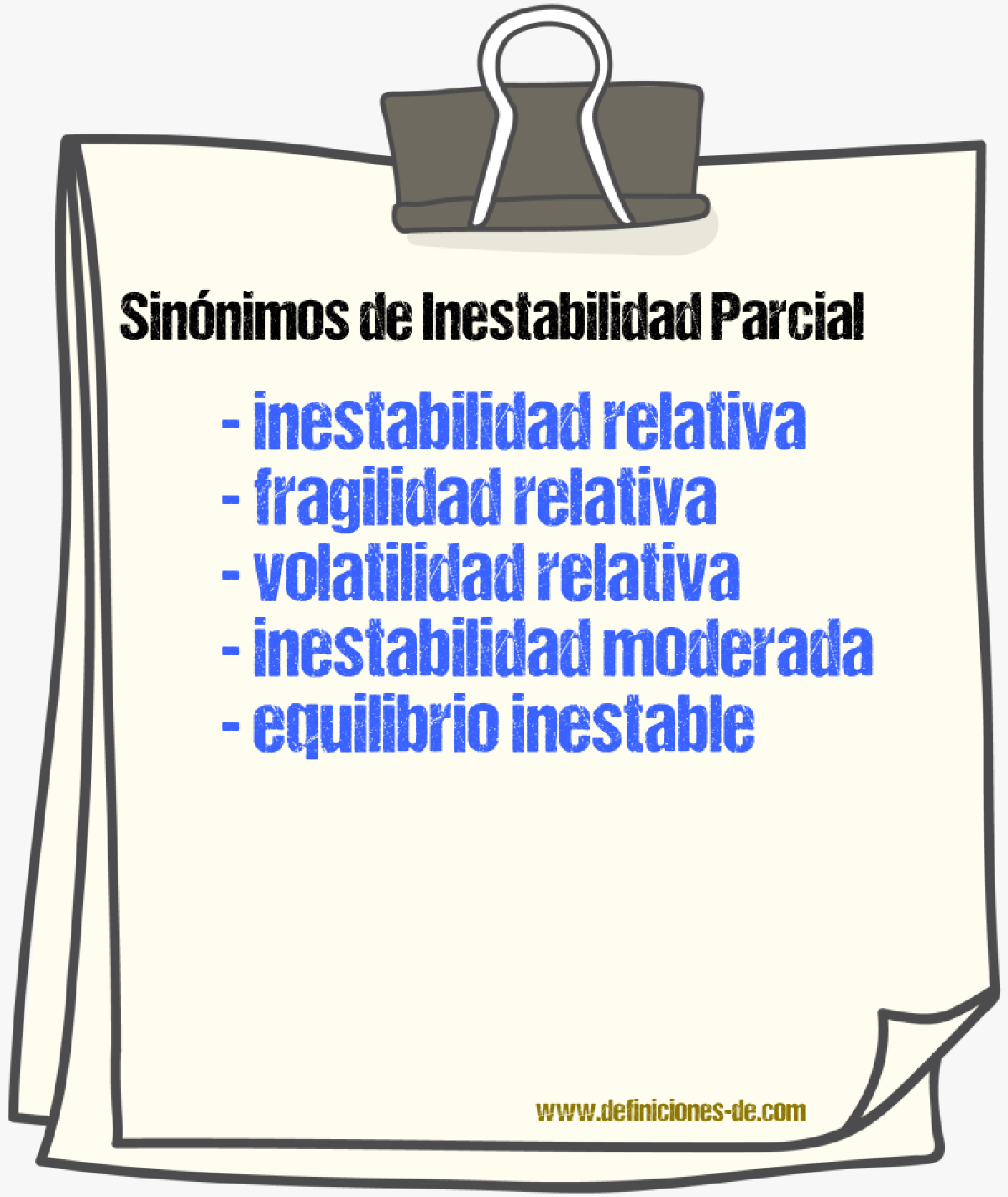 Sinónimos de inestabilidad parcial