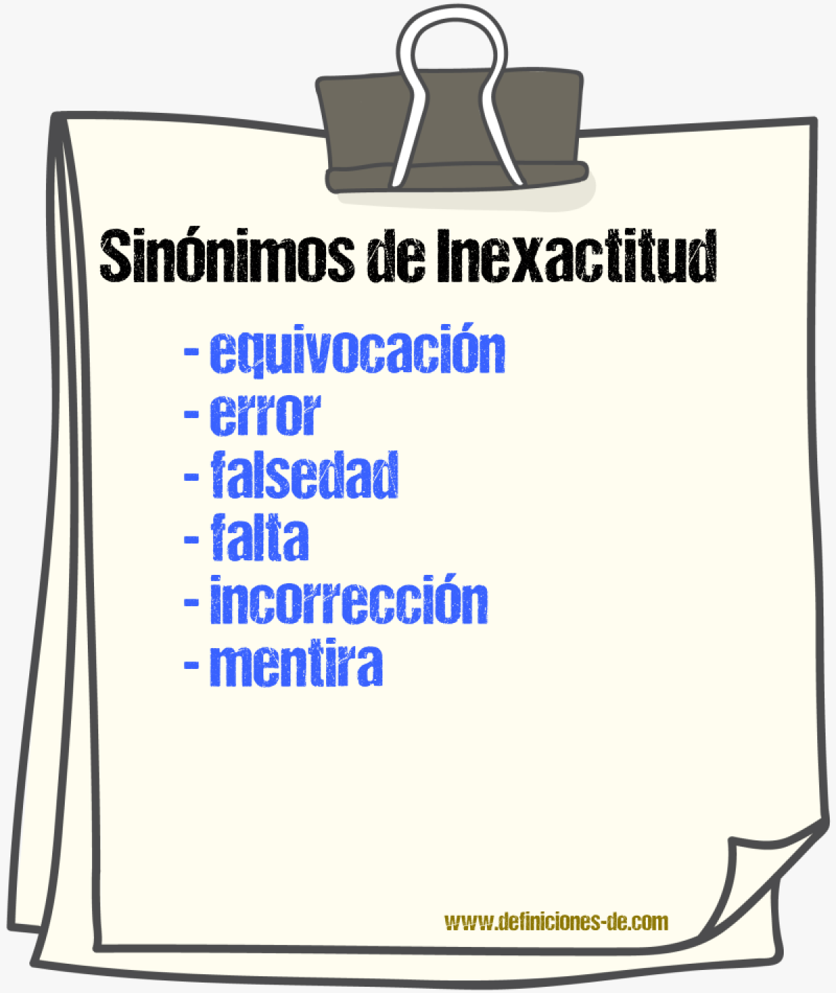 Sinnimos de inexactitud