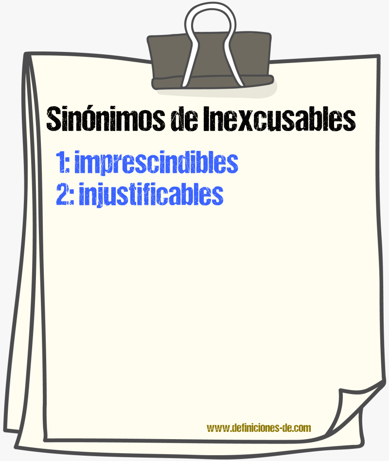 Sinónimos de inexcusables