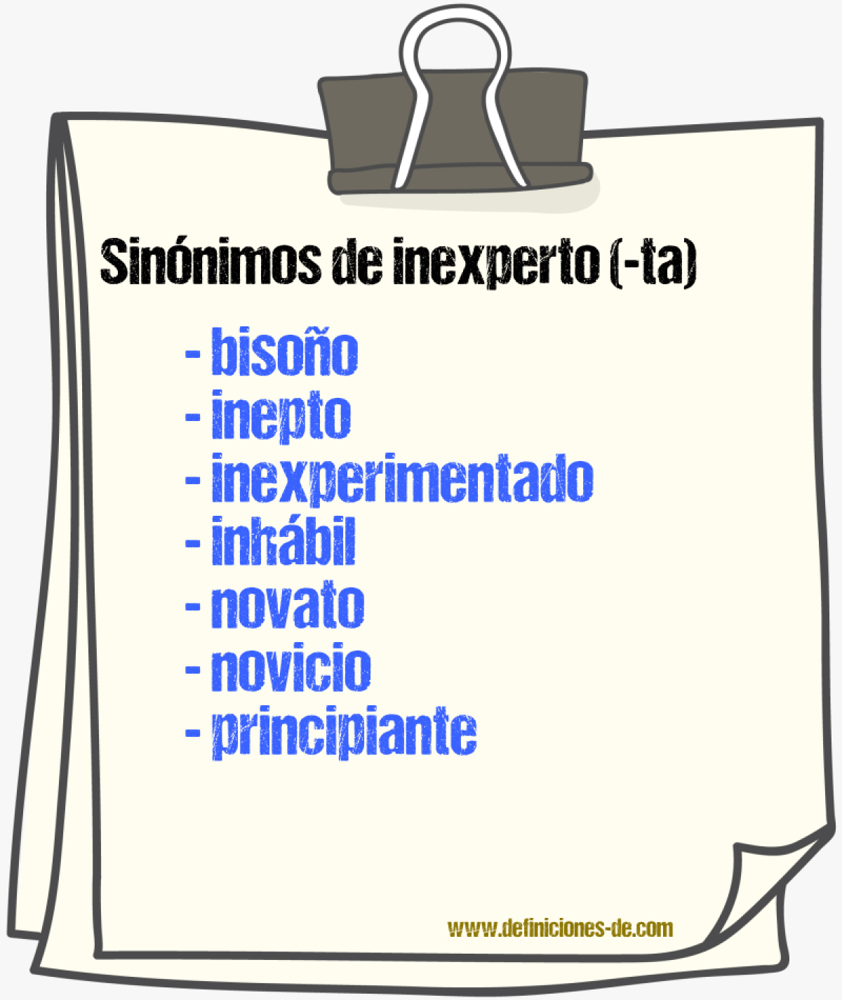 Sinnimos de inexperto