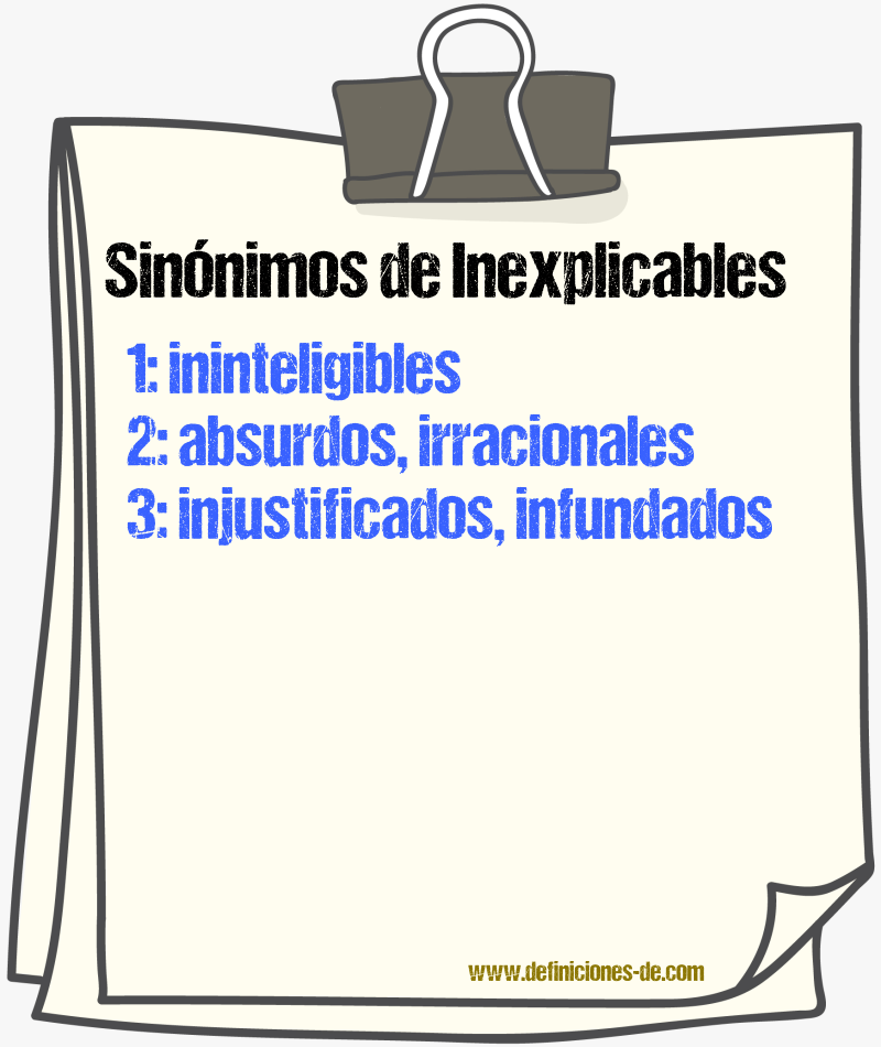Sinónimos de inexplicables
