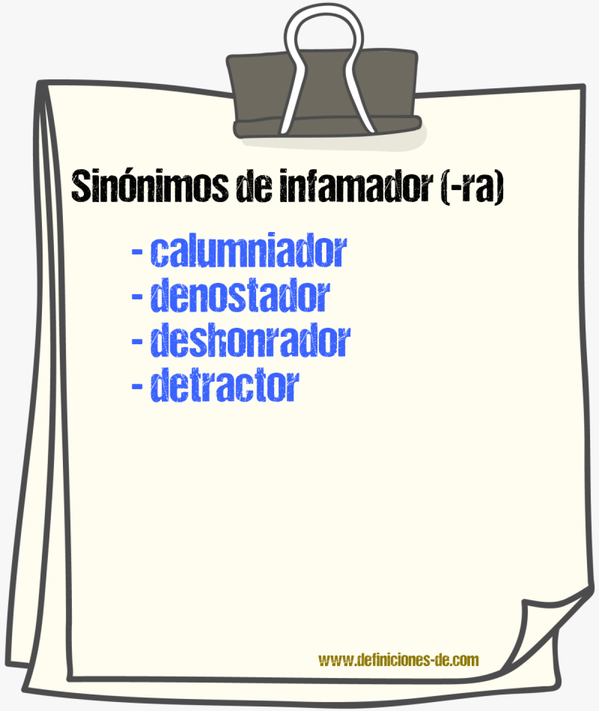 Sinnimos de infamador