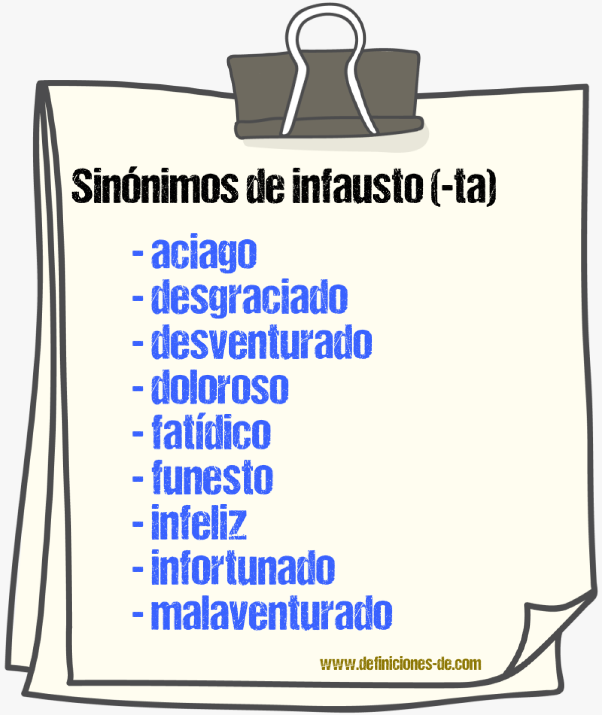 Sinnimos de infausto