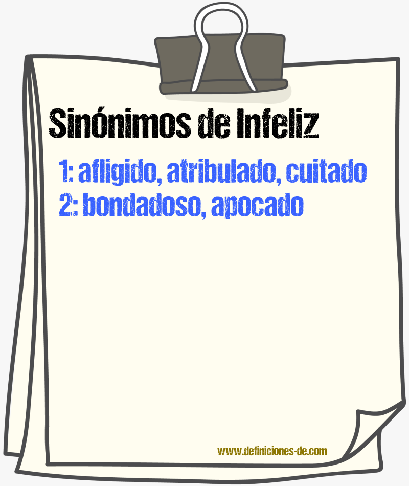 Sinnimos de infeliz