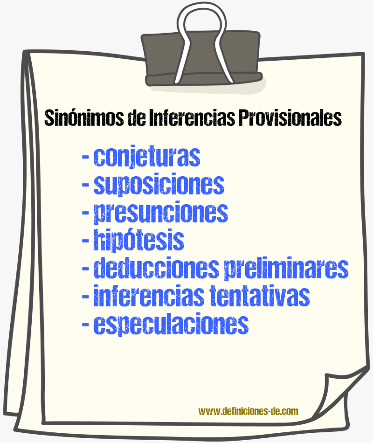 Sinónimos de inferencias provisionales