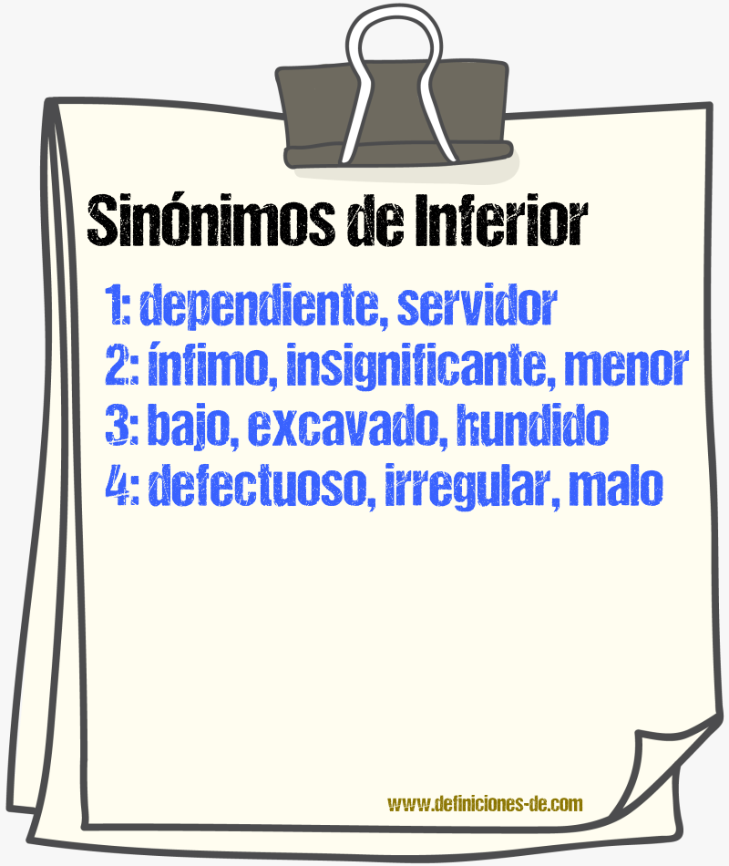 Sinnimos de inferior