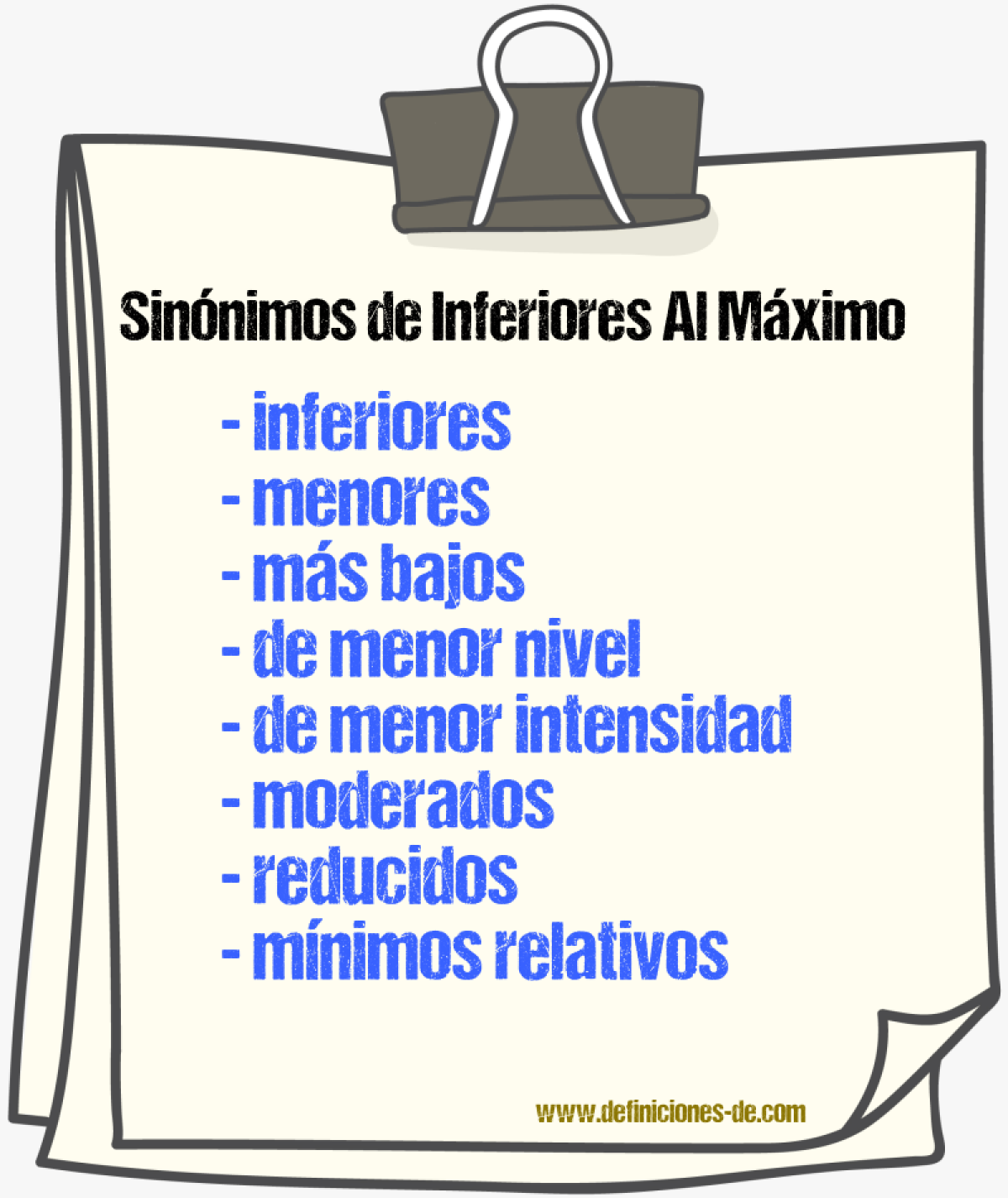 Sinónimos de inferiores al máximo