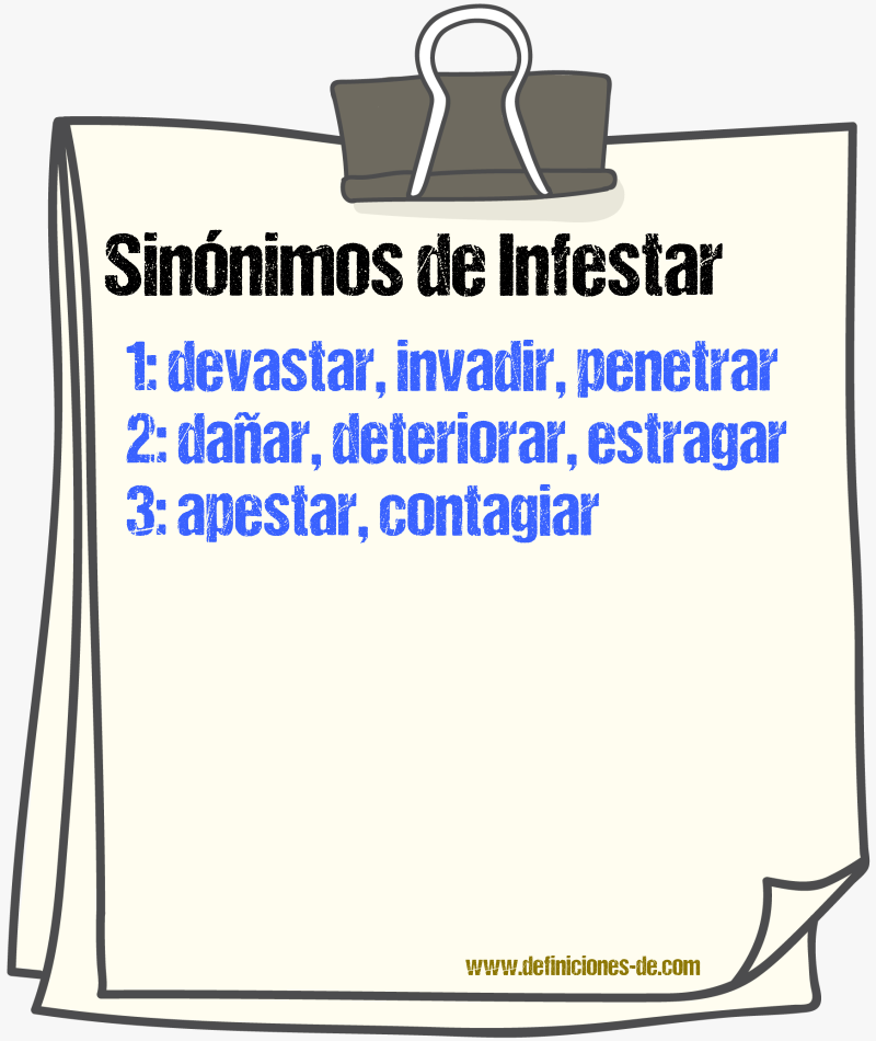 Sinnimos de infestar