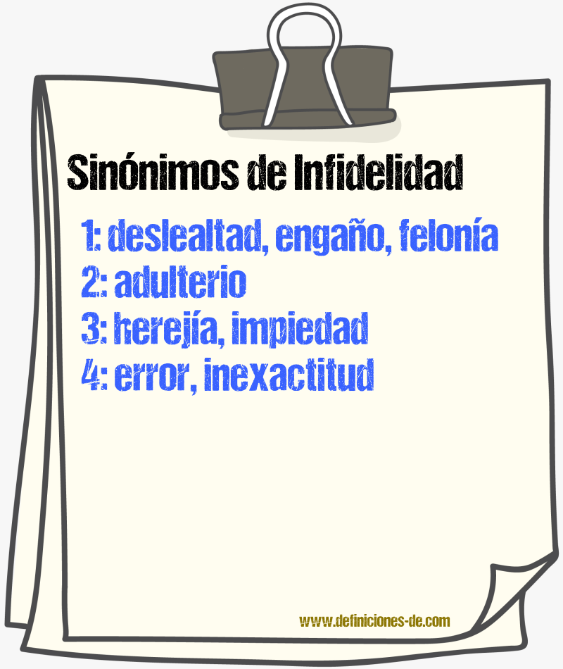 Sinnimos de infidelidad