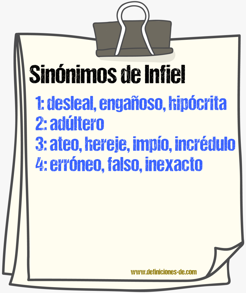 Sinnimos de infiel