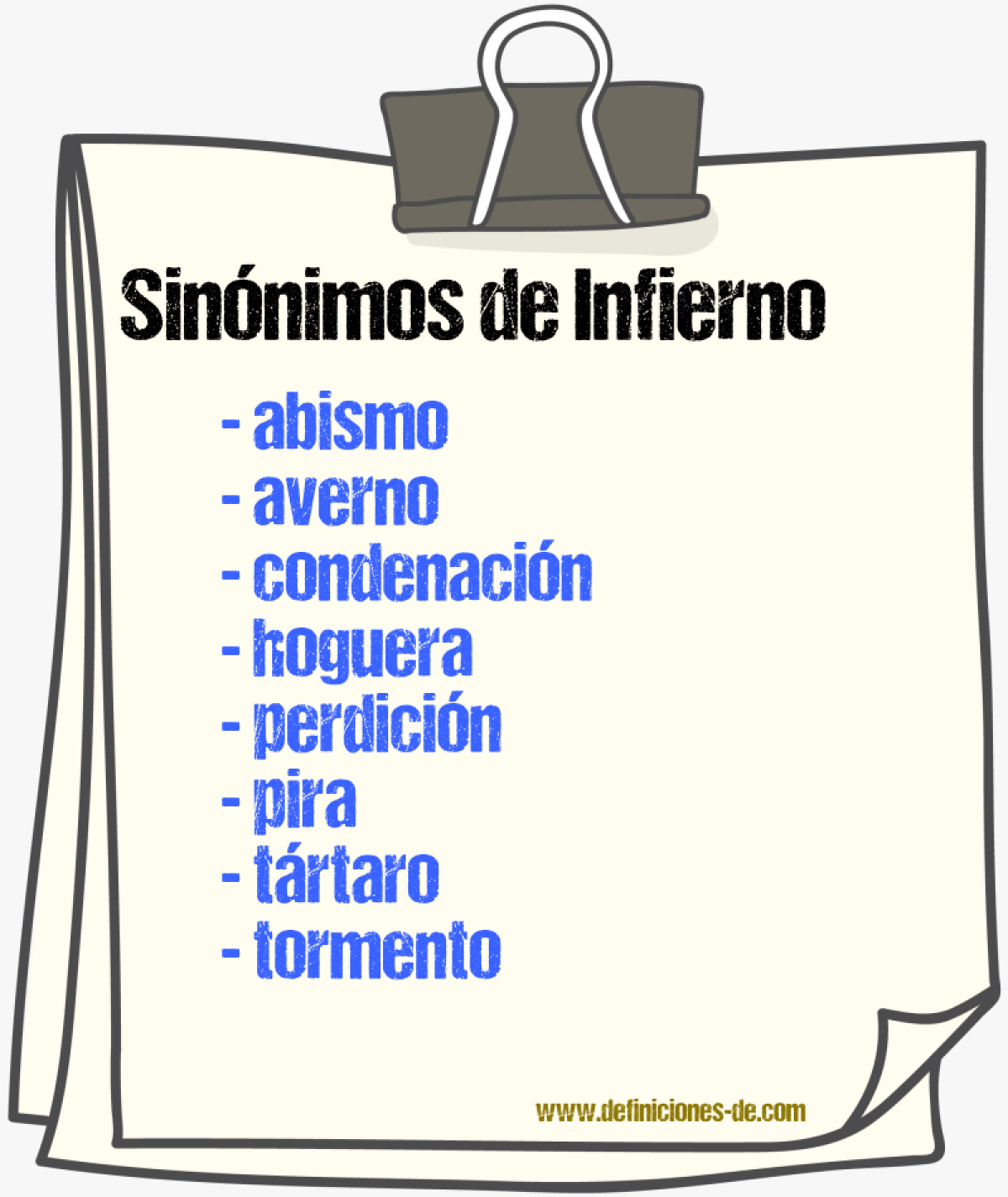 Sinnimos de infierno