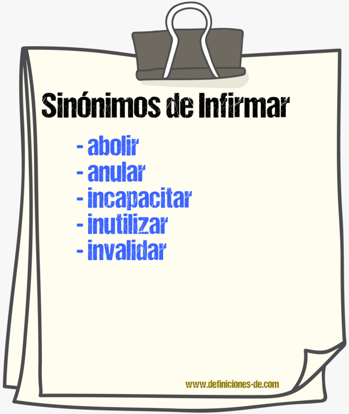 Sinnimos de infirmar