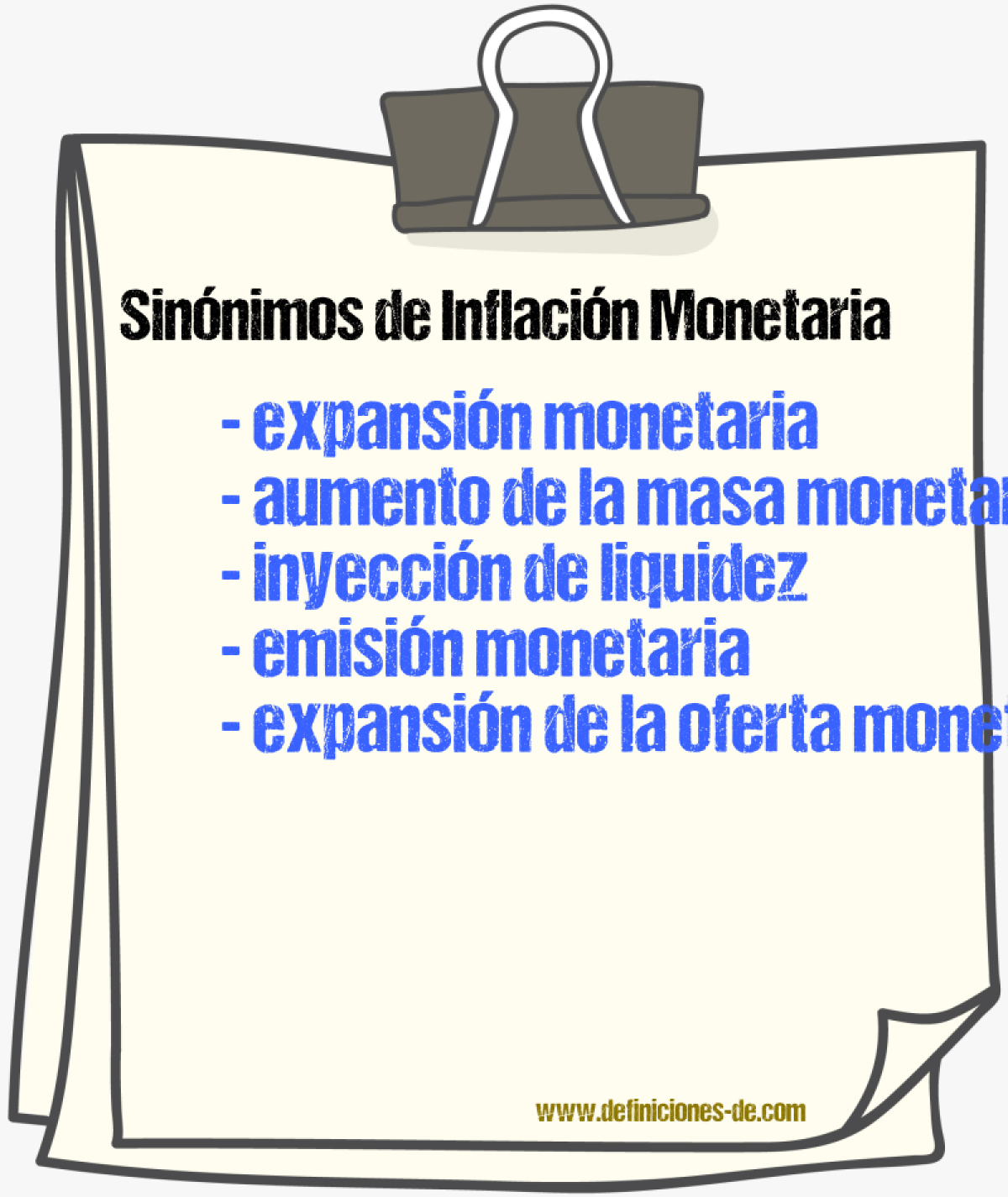 Sinónimos de inflación monetaria