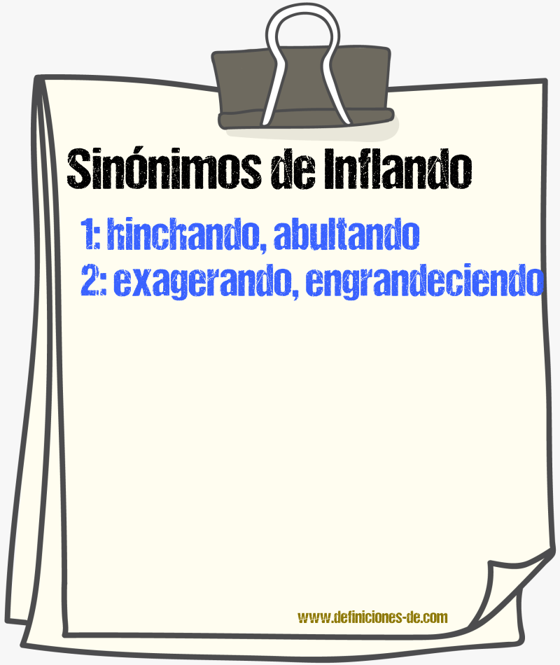 Sinónimos de inflando