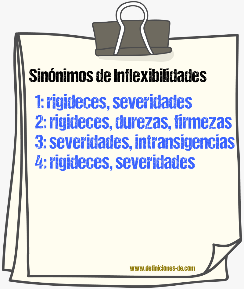 Sinónimos de inflexibilidades