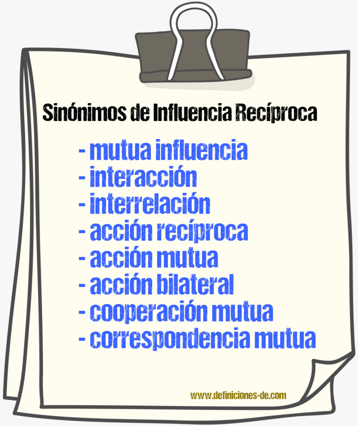 Sinónimos de influencia recíproca