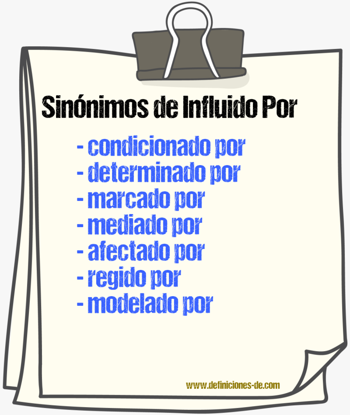 Sinónimos de influido por