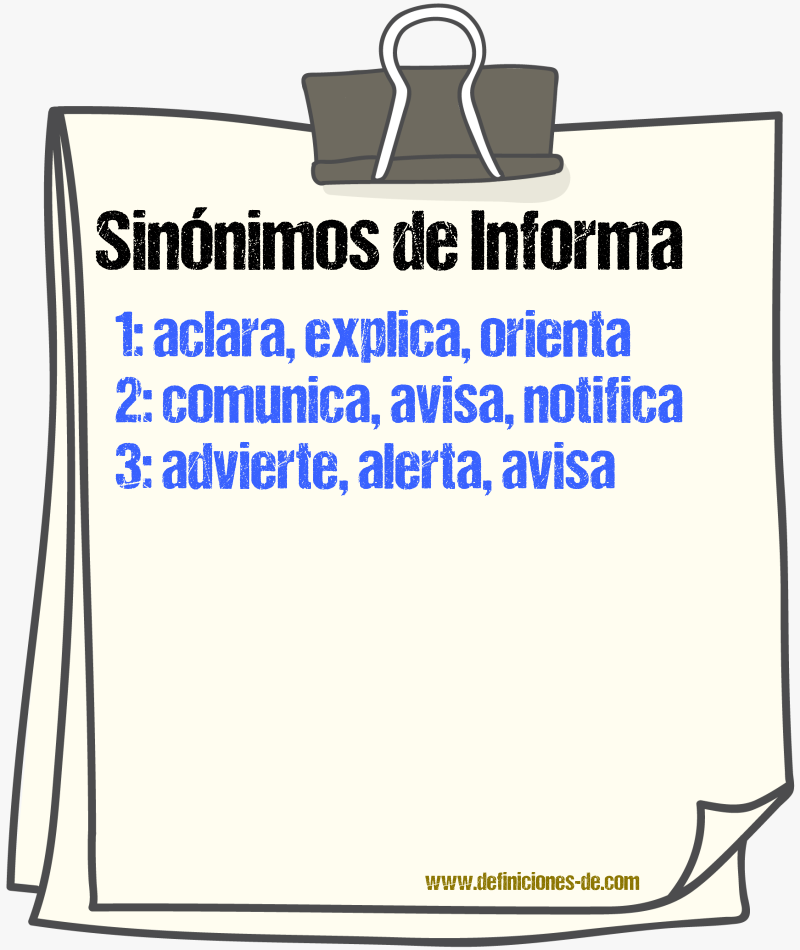 Sinónimos de informa