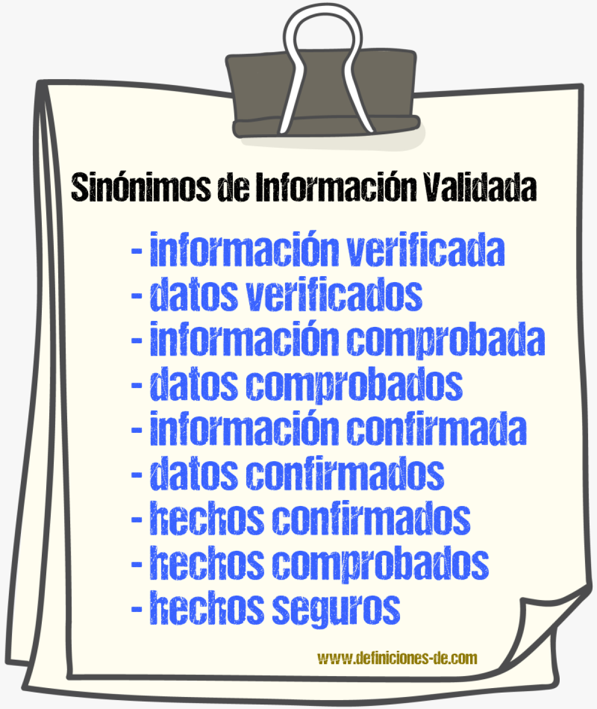 Sinónimos de información validada