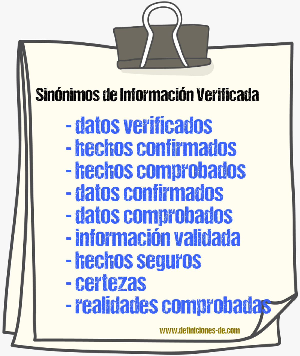Sinónimos de información verificada