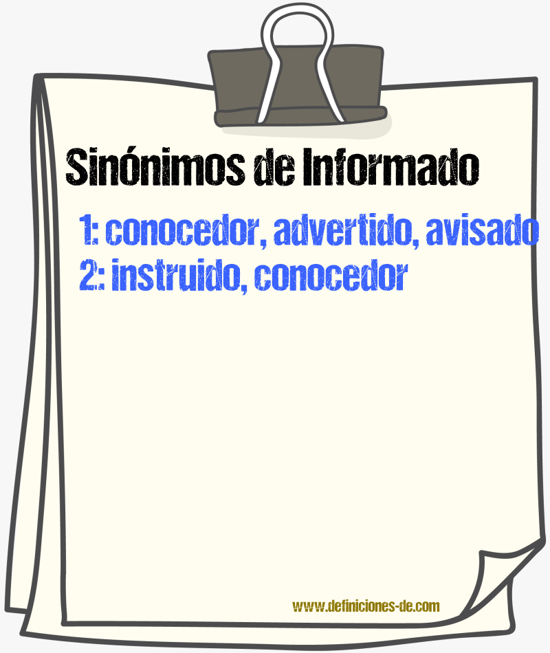 Sinnimos de informado