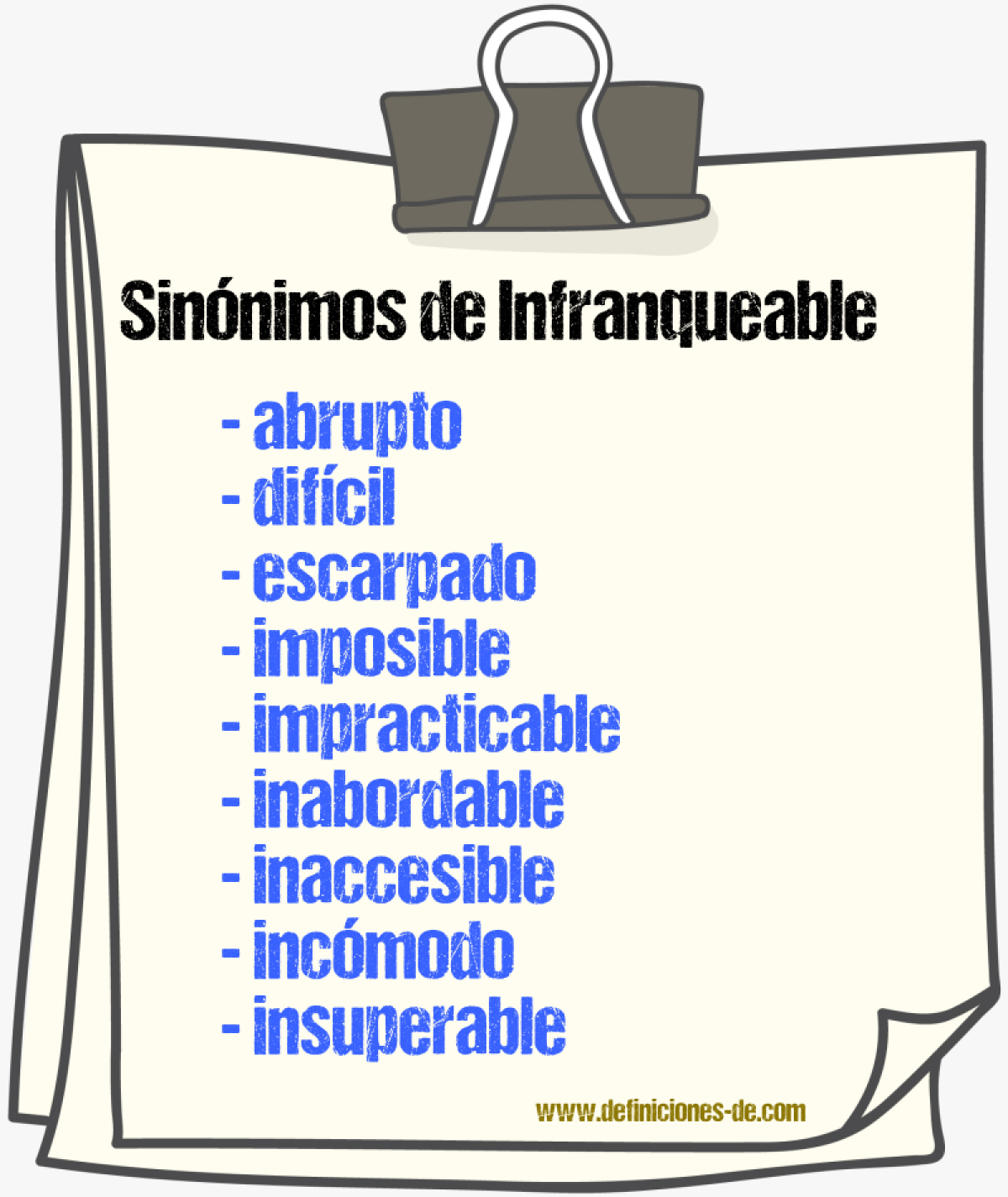 Sinnimos de infranqueable