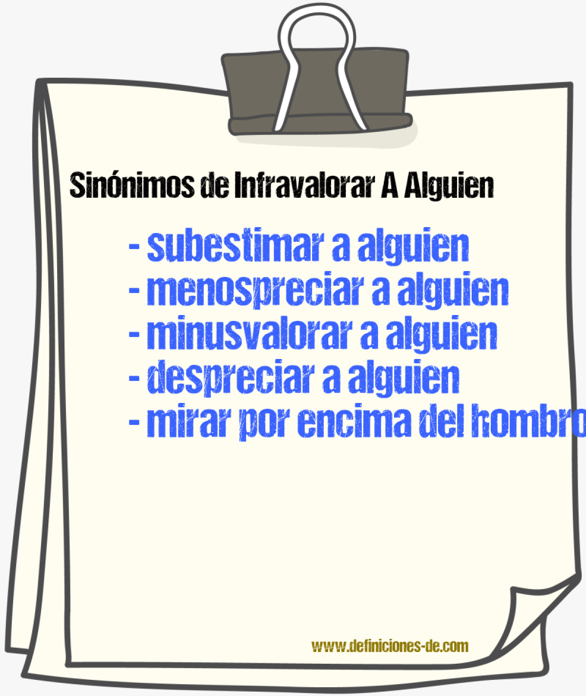 Sinónimos de infravalorar a alguien