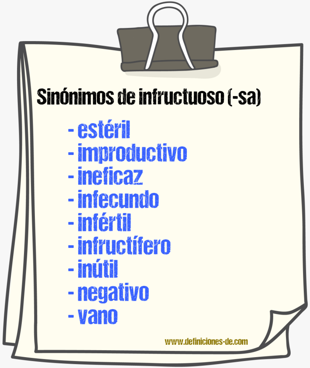 Sinnimos de infructuoso