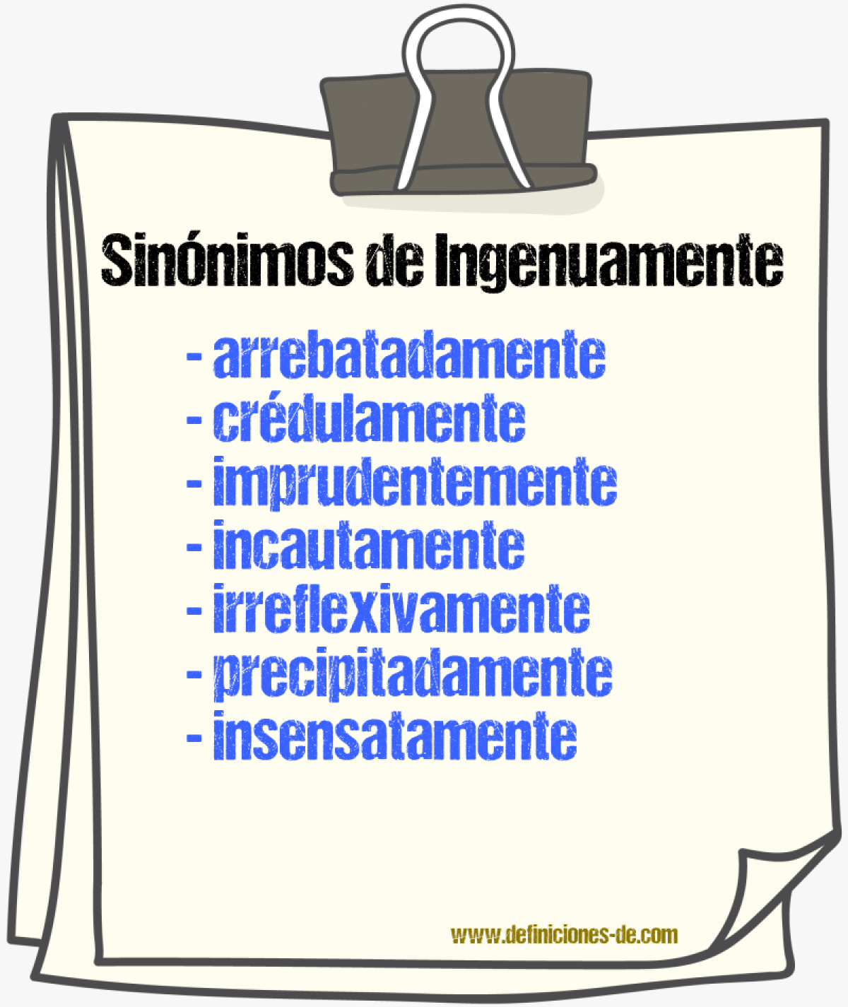 Sinnimos de ingenuamente